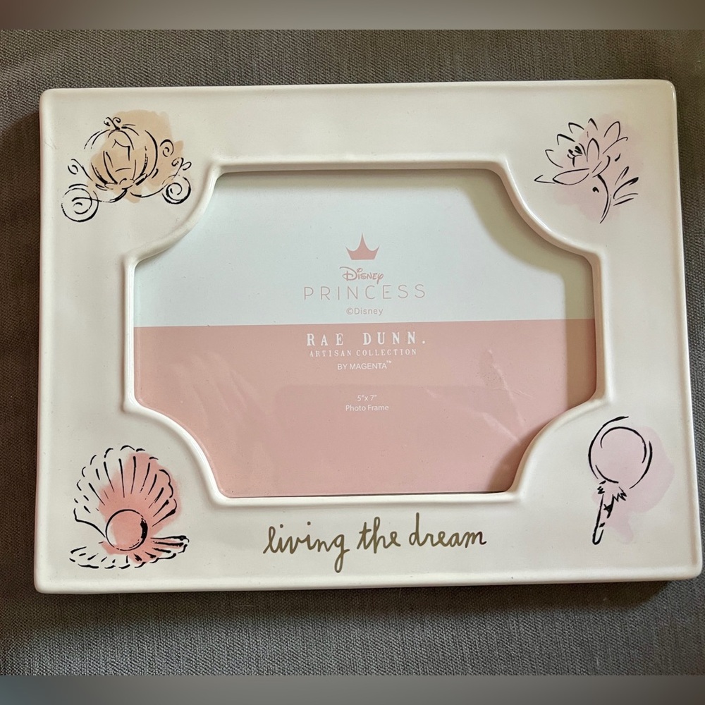 Disney Princess Rae Dunn Living the Dream Metallic Ceramic Picture Frame NWT